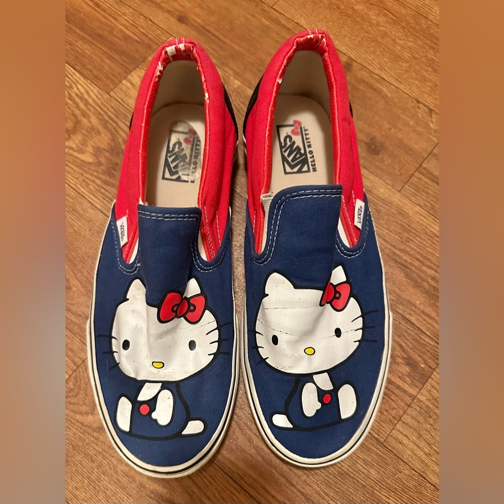Vans Classic Slip-on Limited Edition Hello Kitty Blue/ Red Shoes 9.5M 11W